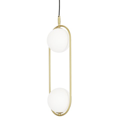 Lampa wisząca CORDEL elegancka - złoty mosiądz z białymi kloszami kulkami - nowoczesne oświetlenie salonu 2x G9 LED