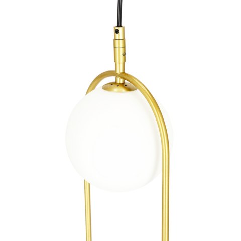 Lampa wisząca CORDEL elegancka - złoty mosiądz z białymi kloszami kulkami - nowoczesne oświetlenie salonu 2x G9 LED