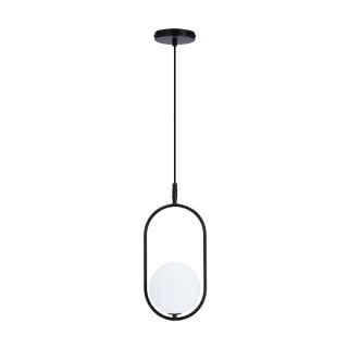 Lampa wisząca CORDEL elegancka - czarna z białym kloszem kulką - nowoczesne oświetlenie salonu i łazienki 1x G9 LED
