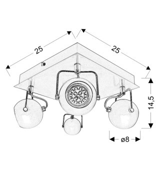 PLAFON TONY 4X3W LED GU10 CZARNY MATOWY