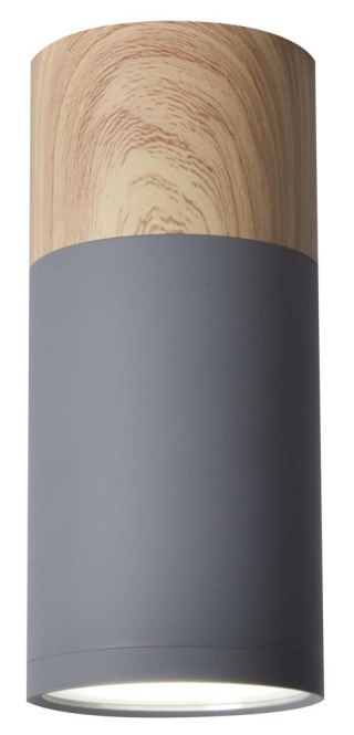TUBA LAMPA SUFITOWA 1X15W GU10 6,8/15 SZARY+DREWNO