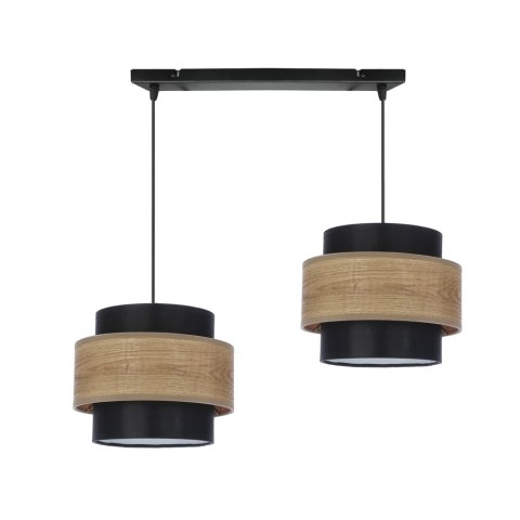 Twin lampa wisząca czarny 2x40w e27 abażur czarny+drewniany Twin lampa wisząca czarny 2x40w e27 abażur czarny+drewniany